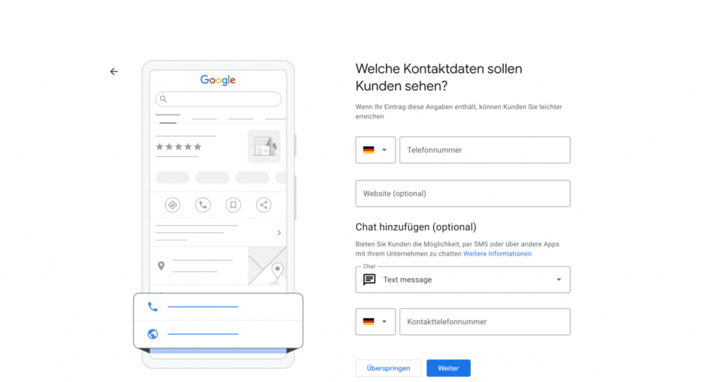 Kontaktdaten im Google Business Profil hinterlegen: Telefonnummer und Website eintragen für NAP-Konsistenz